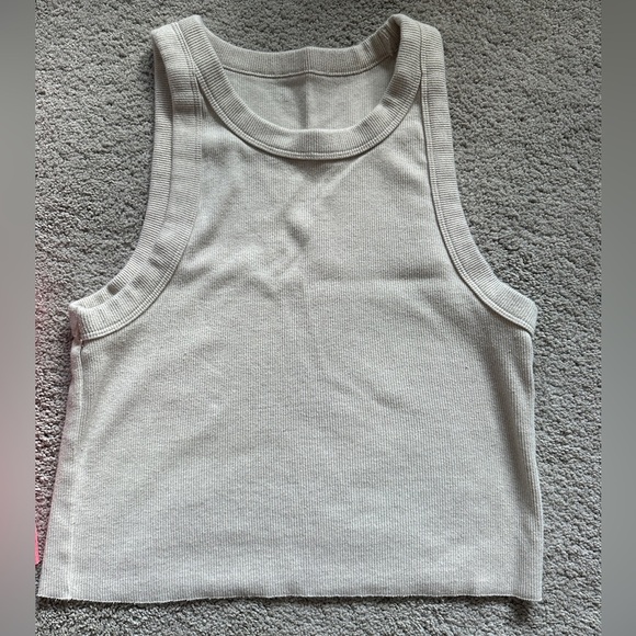 Aerie Bundle 2 Cropped Ribbed Tank Tops Razorback Size XL Neon Pink and Cream - Picture 6 of 9